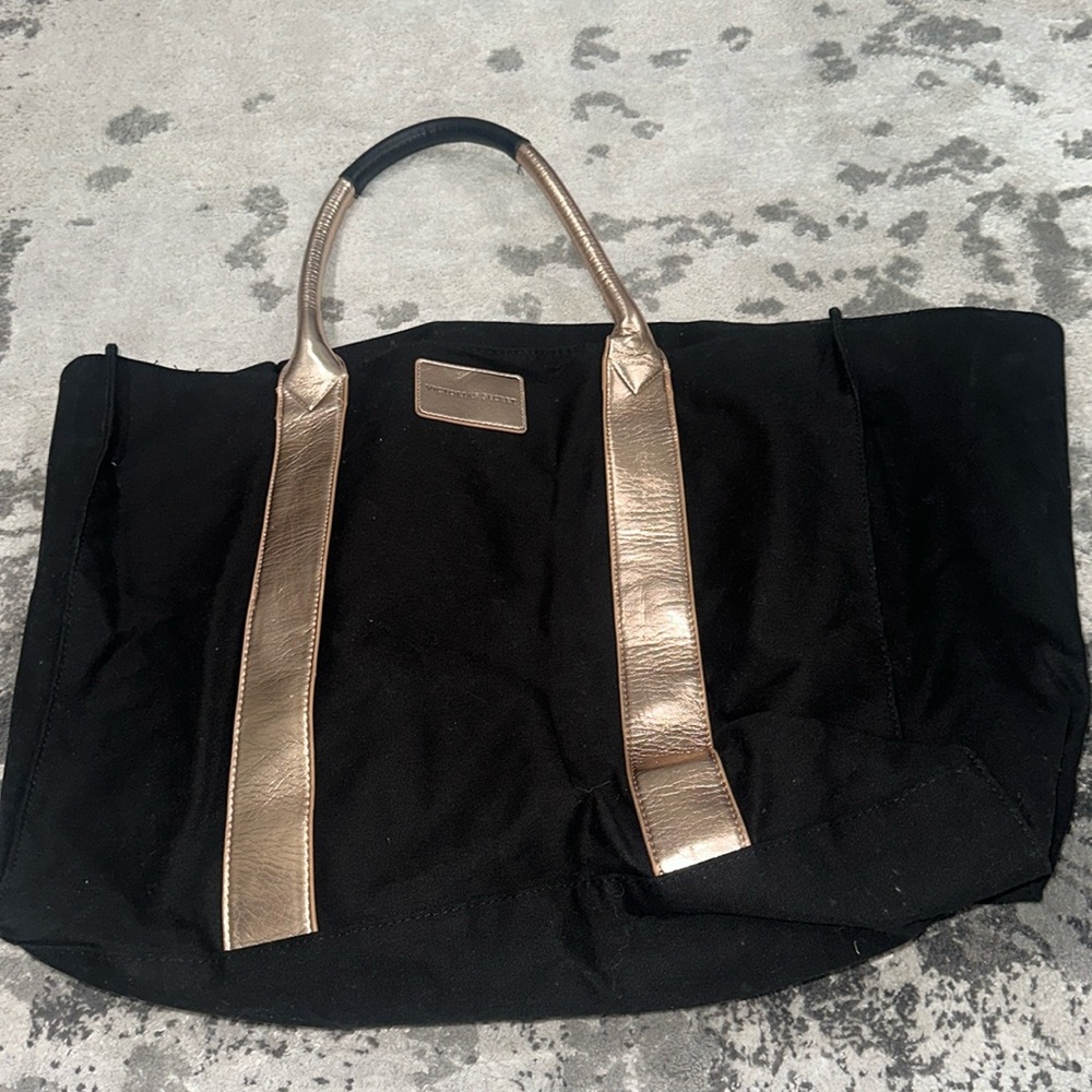 Victoria Secret black and rose gold large tote bag